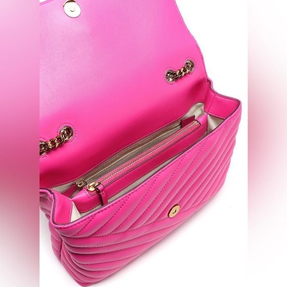 Tory Burch Kira Chevron Convertible Shoulder Bag Top Handle Bag PINK - Picture 10 of 11